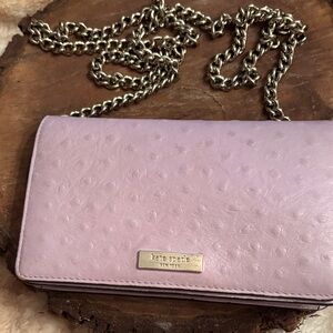 Kate Spade Lilac Ostrich-Embossed Clutch Crossbody Wallet